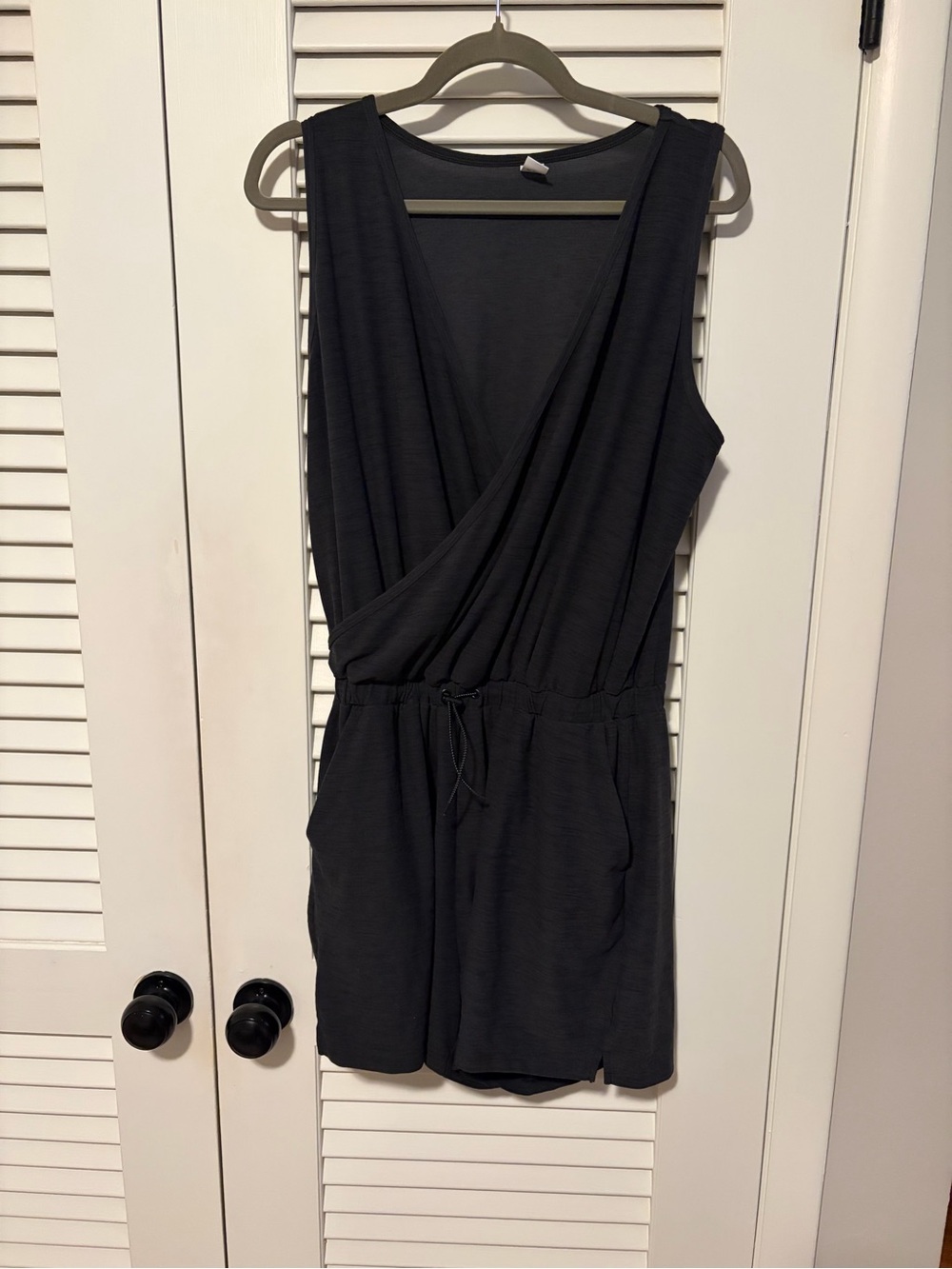 Old Navy Sleeveless Dark Gray Wrap Romper